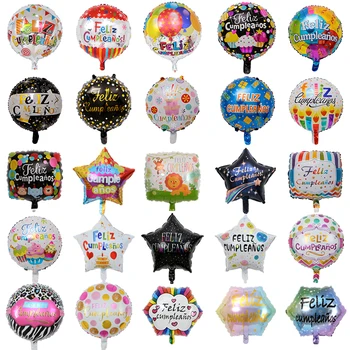 50pcs 18-palcové Nový španielsky hélium fóliové balóniky Feliz cumpleaños balóny globo happy birthday dekor Rose Gold okolo hromadne predávať