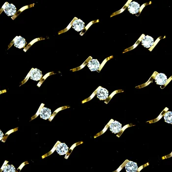 50Pcs AAA Zirkón Zlaté Zásnubné Prstene pre Ženy Snubné Prstene Veľa Žien Anel Rakúskych Kryštálov Šperky LR4081