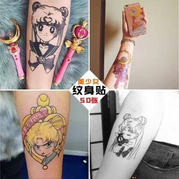 50pcs Sailor Moon Tetovanie Nálepky Nepremokavé Vody Prenos Tetovanie Cosplay Kostým, Rekvizity