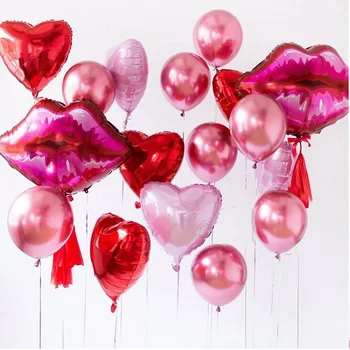 50pcs Svadobné Dekor Balóny Fólie Červené Pery Ballon Výročie Balón Narodeniny, Valentín'sDay Dekorácie Prípade Strany, Suppl