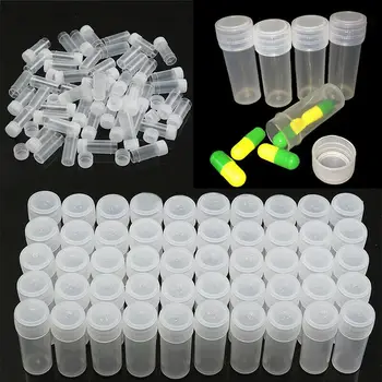 50Pcs/veľa 5ml Plastové Vzorky Fľaše Mini Jasné, Skladovanie Ampulky Prípade Tabletky, Kapsule Nádob na Skladovanie Pohárov Skúmavky Hrniec Na Veko