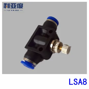 50pcs/veľa LSA8 Black/White Pneumatických komponentov trachey rýchle pripojenie-peg prúdenia-obmedzenie ventil LSA potrubia plynový ventil