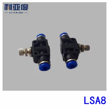 50pcs/veľa LSA8 Black/White Pneumatických komponentov trachey rýchle pripojenie-peg prúdenia-obmedzenie ventil LSA potrubia plynový ventil