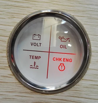 52mm 4LED Alarm Rozchod Volt na Meter Vody, Teplota a Tlak Oleja Alarm, Indikátor Rozchod Meter S Červeným Podsvietením 12V 24V