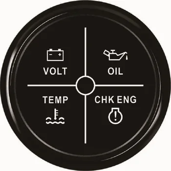 52mm 4LED Alarm Rozchod Volt na Meter Vody, Teplota a Tlak Oleja Alarm, Indikátor Rozchod Meter S Červeným Podsvietením 12V 24V
