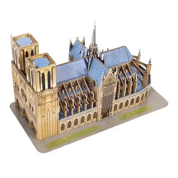 53pcs svetoznámej Architektúry Notre Dame De Paris DIY 3D Papier Puzzle Model Hračky Pre Deti Izba Dekor