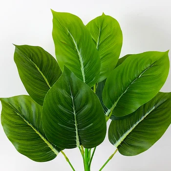 55 cm 12 Hláv Umelé Rastliny Pobočky Tropické Palmy, Falošné Listy Zelené Lístie, Skutočný Dotyk Plastové Leafs pre Domáce Dekorácie