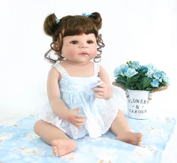 55 cm celého Tela Silikónové Reborn Baby Doll Hračky Pre Dievčatá Bonecas 22 inch Vinyl Novorodenca Princezná Bebe Nažive Deti Darček k Narodeninám
