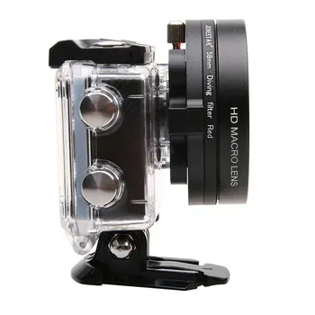 58mm 16x Zväčšenie HD Makro Objektív + Červený Filter 58mm Adaptér Krúžok kryt Objektívu pre SJ6 Legenda Gopro 3 4 Fotografovanie Príslušenstvo