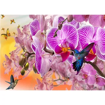 5D DIY Diamond Maľovanie orchidea kolibrík vzor Plátno diamond Výšivky Obraz Mozaiky Cross Stitch Drahokamu Remeslá
