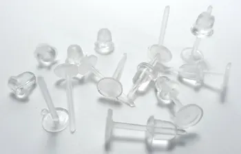 5mm Číre Plastové Ušné Štuple Hypo-Alergénne, Ucho Príspevky s Ucho Orechy (500 Párov)