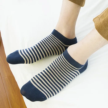 5Pairs/veľa Módnych Bavlnené Ponožky Mužov Navy Prúžok Krátke Ponožky Mäkké Loď Ponožky Človeka Neviditeľné Calcetines hombre Sokken