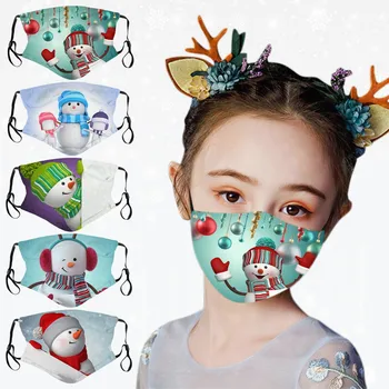 5PC Módne Vianoce Maska Deti Cartoon Vytlačené Opakovane Umývateľný Vonkajšie Priedušná Masku na Tvár mascarilla