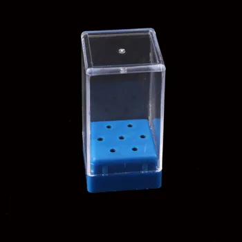 5Pc Pro 7 Otvorov Nechtov vrtáka Držiteľ Výstavný Stánok Displayer Modrá Prenosné Nail Art, Manikúra Nástroje Akryl Prázdne Kryt Box