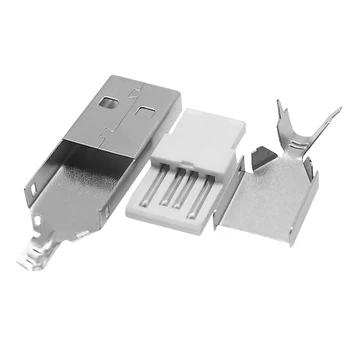 5sets USB 2.0 Typu Zvárania Typ Mužskej Plug Zlatom alebo Nikel Pozlátené Konektory usb-Chvost Zásuvka 3 v 1 DIY Adaptér