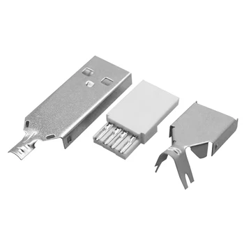 5sets USB 2.0 Typu Zvárania Typ Mužskej Plug Zlatom alebo Nikel Pozlátené Konektory usb-Chvost Zásuvka 3 v 1 DIY Adaptér
