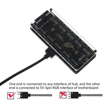 5V 3-pin RGB 10 Hub Rozbočovač Napájania SATA 3pin ARGB Adaptér Predlžovací Kábel pre GIGABYTE MSI A SUS ASRock LED
