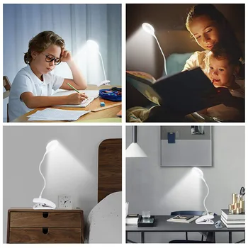5W Led Stolná lampa USB Skladací Stôl Lampa s Klip Posteľ Čítania Knihy Nočné Svetlo LED Stolná lampa Tabuľka 3 Režimy Ochrana Očí