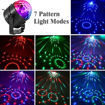 5W RGB Disco Ball Fáze Svetlá LED Aktivované Zvukom Laserový Projektor Svetlo Lampy Vianočný Večierok Dodávky Farebné Deti Darčeky