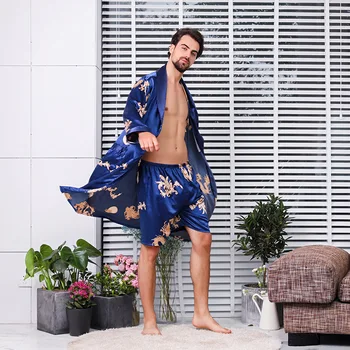 5XL 4XL Nadrozmerná Mužov Nightgowns Nastaviť Imitácia Hodvábu Kimono Pajama Mužov Sexy Šaty, Saténový Župan Domov Žien Nočná Košeľa Nastaviť