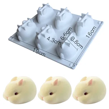 6 aj malý králik mousse tortu silikónové formy 3D rabbit ice cream chocolate silikónové formy veľkoobchod