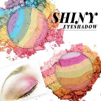 6 farbách dúhy s vysokým leskom Eyeshadow prášok do pečiva lenivý červenať makeup paleta fáze krása