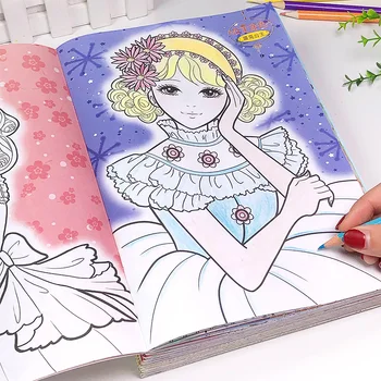6 Kníh /set Princezná Farbenie Kniha pre Dospelých, Deti Zmierniť Stres Zabiť Čas Maľovanie Manga, Komiks Cartoon Kreslenie Knihy