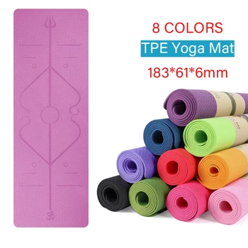 6 mm TPE Yoga Mat S Pozícia Riadku Non Slip Fitness Sport Koberec Podložky Na Cvičenie Gymnastiky a Pilates