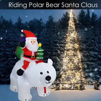 6 Nafukovacie Obrie Santa Claus na Koni Polar Bear Vianočné Nafukovacie Tras Hlavy Bábika Indoor Outdoor Záhrada Xm ako Home Decor