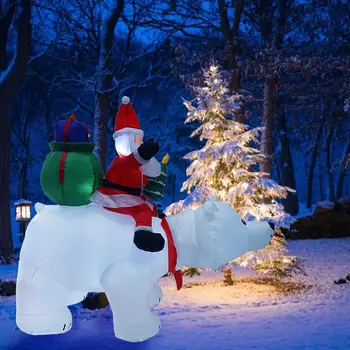 6 Nafukovacie Obrie Santa Claus na Koni Polar Bear Vianočné Nafukovacie Tras Hlavy Bábika Indoor Outdoor Záhrada Xm ako Home Decor