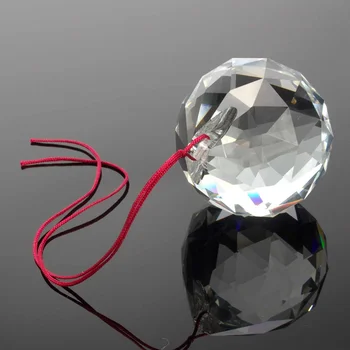 60 mm Luster Číre Sklo Crystal Ball Lampa Prism Prívesok Fengshui Suncatcher Domáce Dekorácie, Dekoratívne Gule S Červené Lano