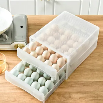 60 Mriežky Vajec Skladovanie Úložný Box dvojvrstvové Transparentné Zásuvky Typ Transparentné Vajcia Kontajner na Chladnička Zariadiť Kuchyňu