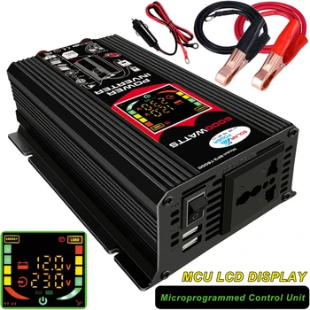 6000W Menič Modifikovaná Sínusová Vlna LCD Displej DC 12V Do AC 110/220V Solárne 2 USB Auto Transformer Previesť Auto Príslušenstvo
