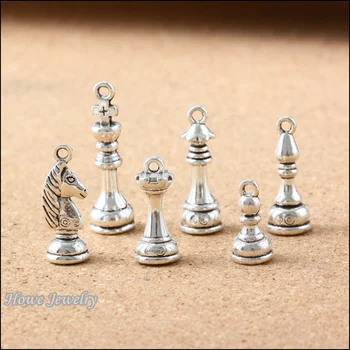60pcs Ročník medzinárodného šachového 3D Prívesok Charms Fit Náramky, Náhrdelník DIY Kovové Šperky, Takže B114
