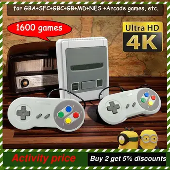 64 Bit HD 4K Arcade Video Herné Konzoly Super Nintendo pre Sega HDMI 1600 Plus Retro Hry Mini Tlačítkový Ovládač Dropshipping
