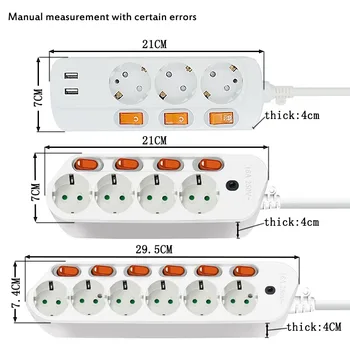 6AC Výstup Elektronické Zásuvky EÚ sieťový adaptér Zapojte Predĺženie Smart Zásuvky 1,5 M 2,5 M 16A 3500W Samostatný ovládací spínač zásuvky