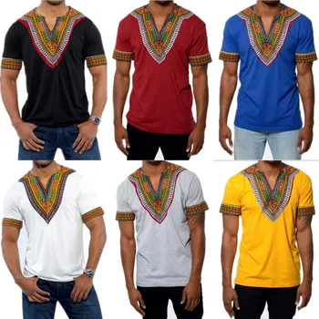 6Color 2020 Módne Letné Mužov Vrchol Afriky Oblečenie Afrike Dashiki Šaty Tlač, Bohaté Bazin Bežné Krátky Rukáv T Shirt Pre Mans