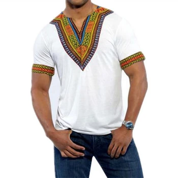 6Color 2020 Módne Letné Mužov Vrchol Afriky Oblečenie Afrike Dashiki Šaty Tlač, Bohaté Bazin Bežné Krátky Rukáv T Shirt Pre Mans