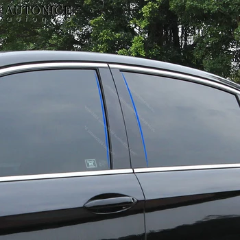 6pc lesklý čierny Zrkadlový Efekt Okno Centrum Pilier Kryt Výbava vhodné na Honda Accord Sedan 4Door roky 2013-2017