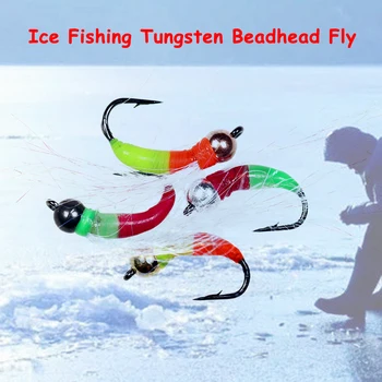 6pcs 8# Fluorescenčné Ice Rybárske Víla Lietať Volfrámu Beadhead Rýchle Potopenie Rybárske Lure Pstruhov Greyling Ostriež Rybolov