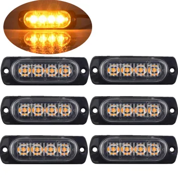 6PCS Amber Bočné Svetlá 4LED Bočné Obrysové Svetlo Prívesu 12V LED Pozičné Svetlo Pre Truck