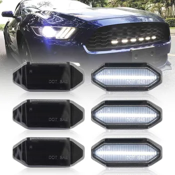 6Pcs Canbus Auto LED Biela Prednej Mriežky Jazdy Svetla DRL Auta lampa Pre Ford Mustang-2019 Dymu Objektív