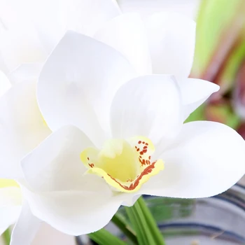 6Pcs/Set, Svadobné, Umelé Kvety Orchidea Skutočný Dotyk Cymbidium Kvetinové Svadobné Kytice Kvetov, Dekorácie Na Stôl Usporiadanie