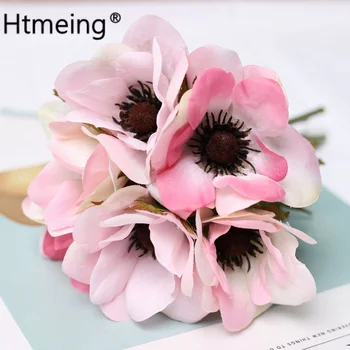 6PCS/VEĽA Hodváb krásne Umelé Anemone kvety bytového zariadenia, Dekoratívne Svadobné Kytice Svadobné Kvet