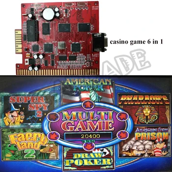 6X v 1 Casino Multi hracej Jamma Kit pre Hazardné Stroj Slot PCB Dosky mincovníka Hopper LED Tlačidlo Vyhrať Sýte