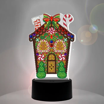 7 Farby 5D DIY Diamond Maľovanie Lampa LED Vianočné Dom Dekorácie Pre Domov Vianoce a Šťastný Nový Rok Dekorácie Domova