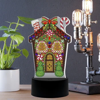 7 Farby 5D DIY Diamond Maľovanie Lampa LED Vianočné Dom Dekorácie Pre Domov Vianoce a Šťastný Nový Rok Dekorácie Domova