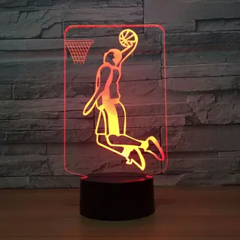 7 Farby Zmenu Malý Stôl Tabuľka Spálni Spacie Svetlo Basketbal 3D Noc Lampa Multi Voľbou pre Dropship