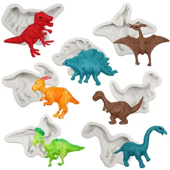 7 Figúrky Dinosaur Fondant Silikónové Formy fondant dekor Cukru Formy
