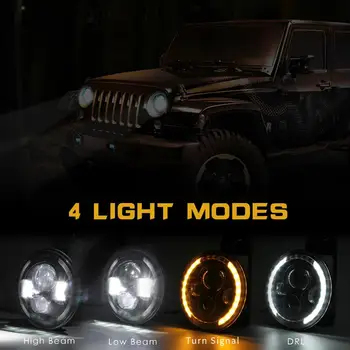 7 Palcový 150W Auto Svetlometu Kolo Black LED Reflektor s Vysokou Nízke svetlo Biele DRL Amber Zase Signál 15000LM pre Jeep Wrangler